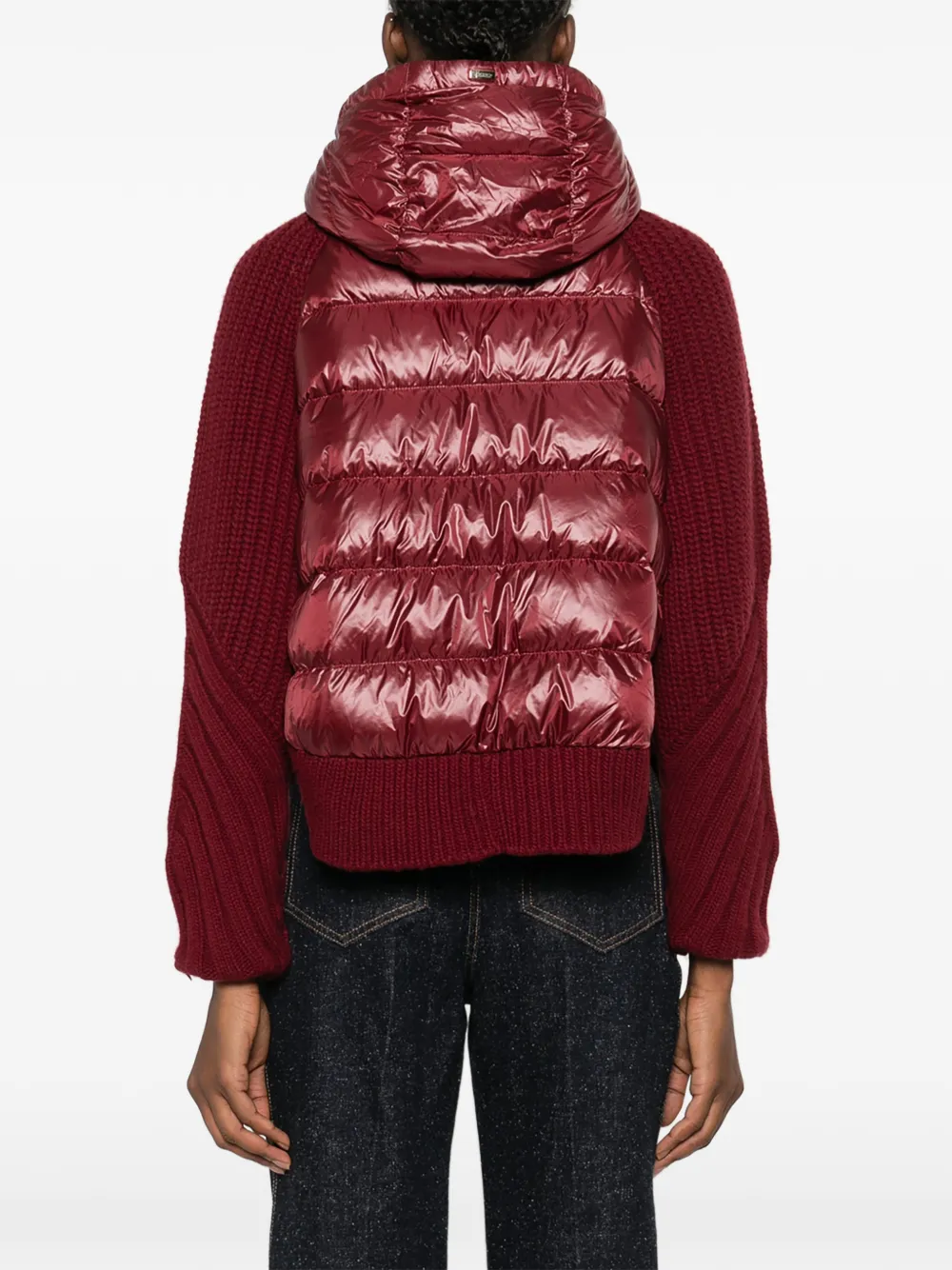 Herno Geribbeld jack met capuchon Rood