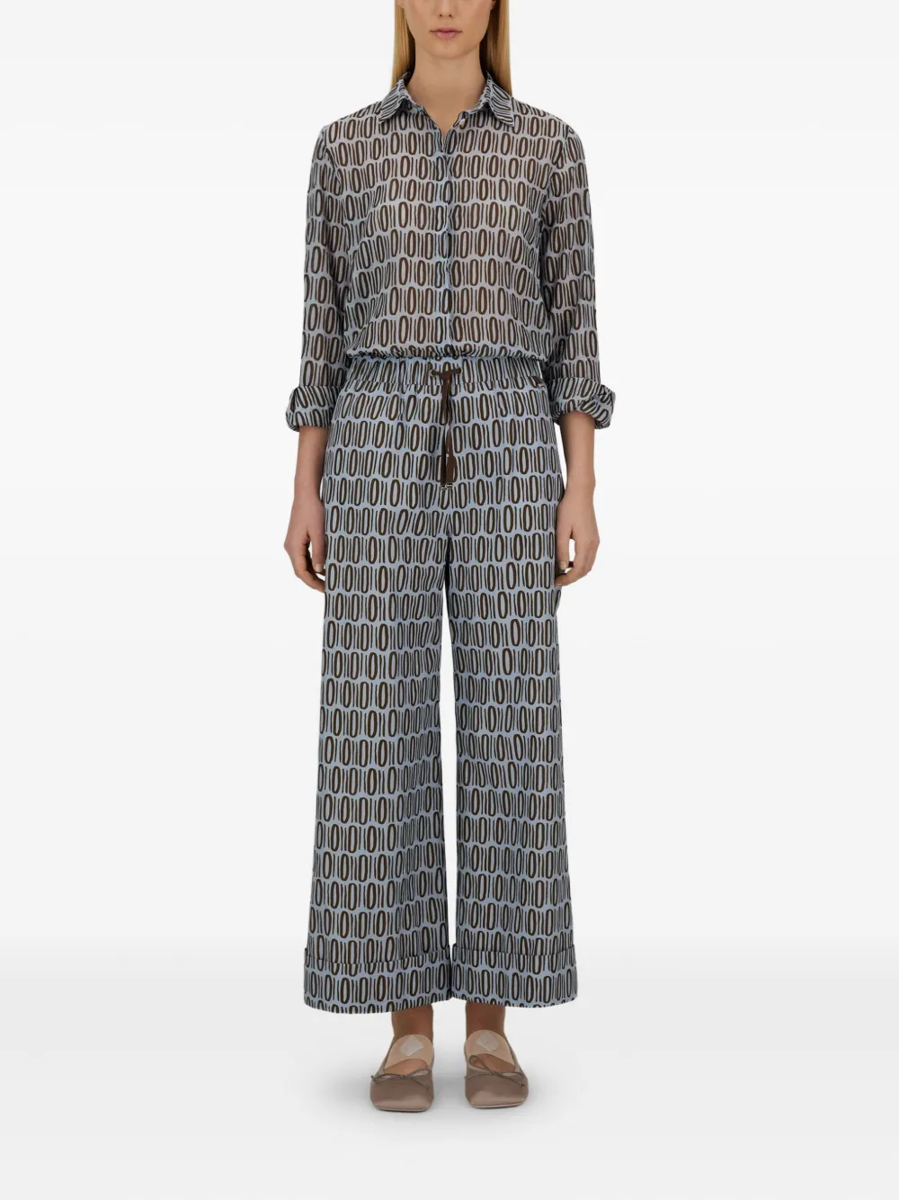  Herno Drawstring Patterned Trousers - Blue 