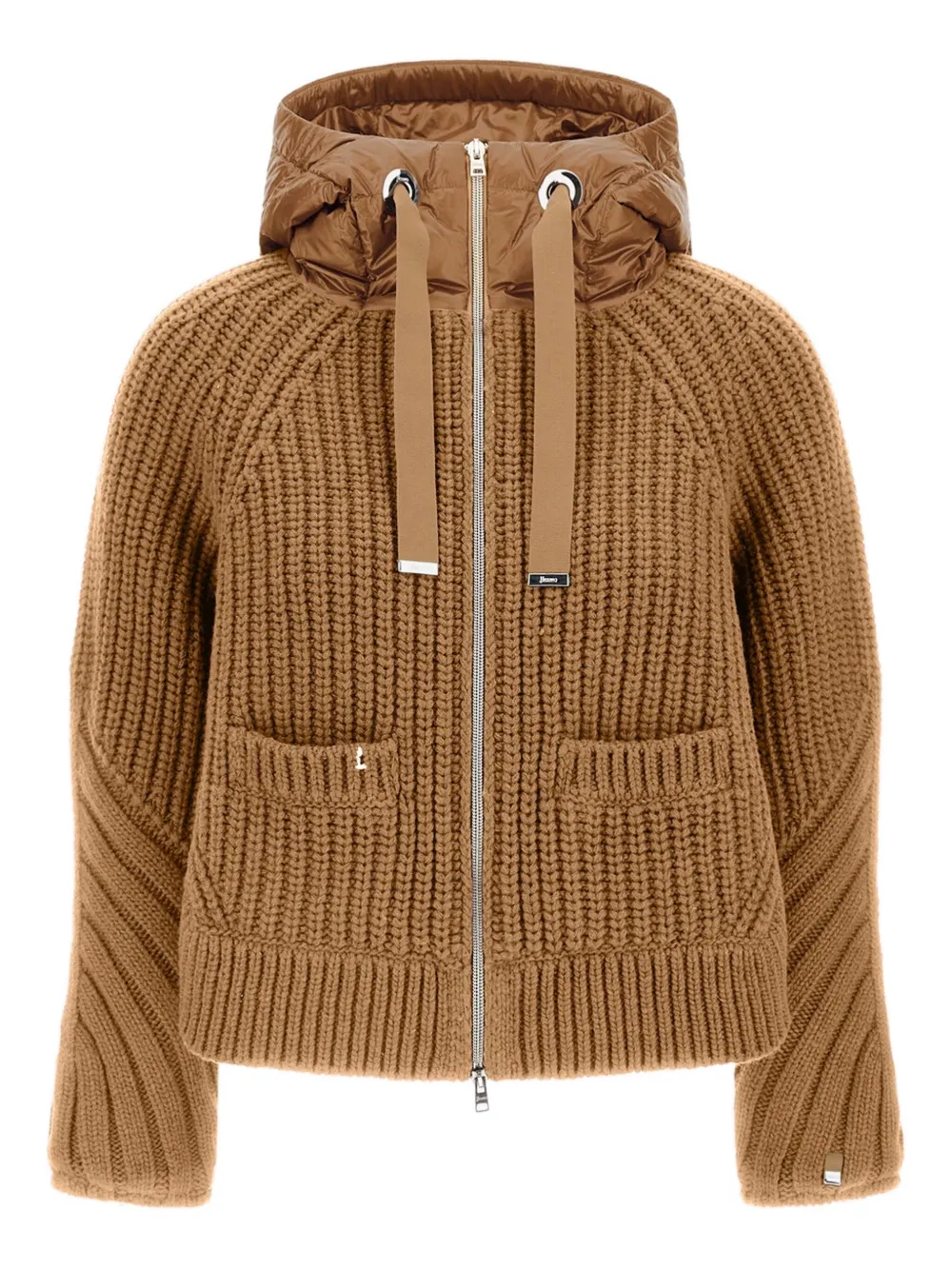 Herno Cardigan a coste con cappuccio - Marrone