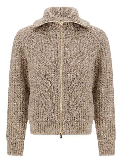 Herno cable-knit zip-up cardigan