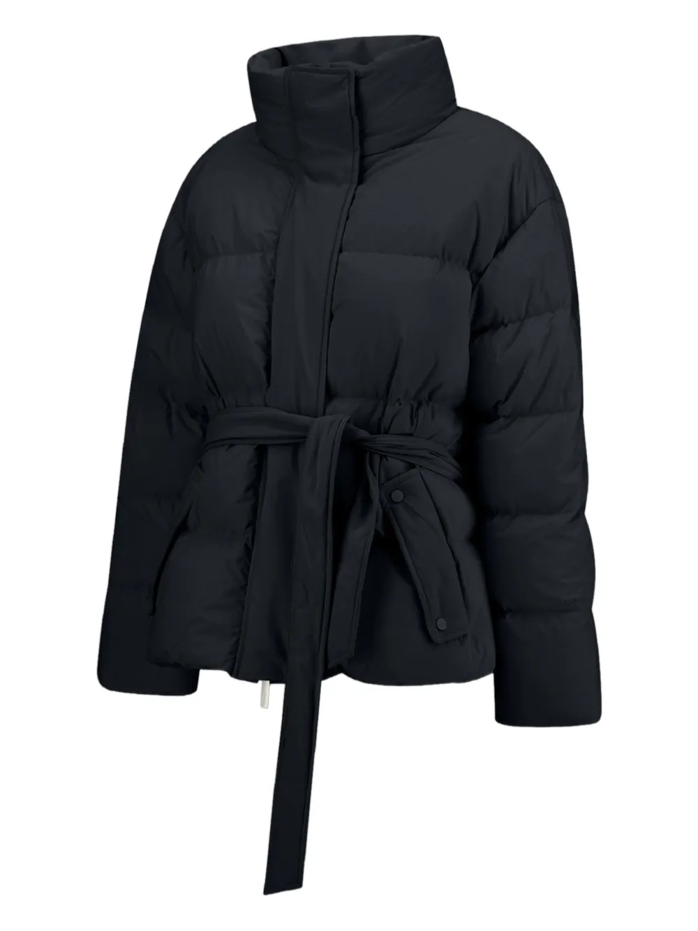 Herno Belted High Neck Puffer Jacket In Blue