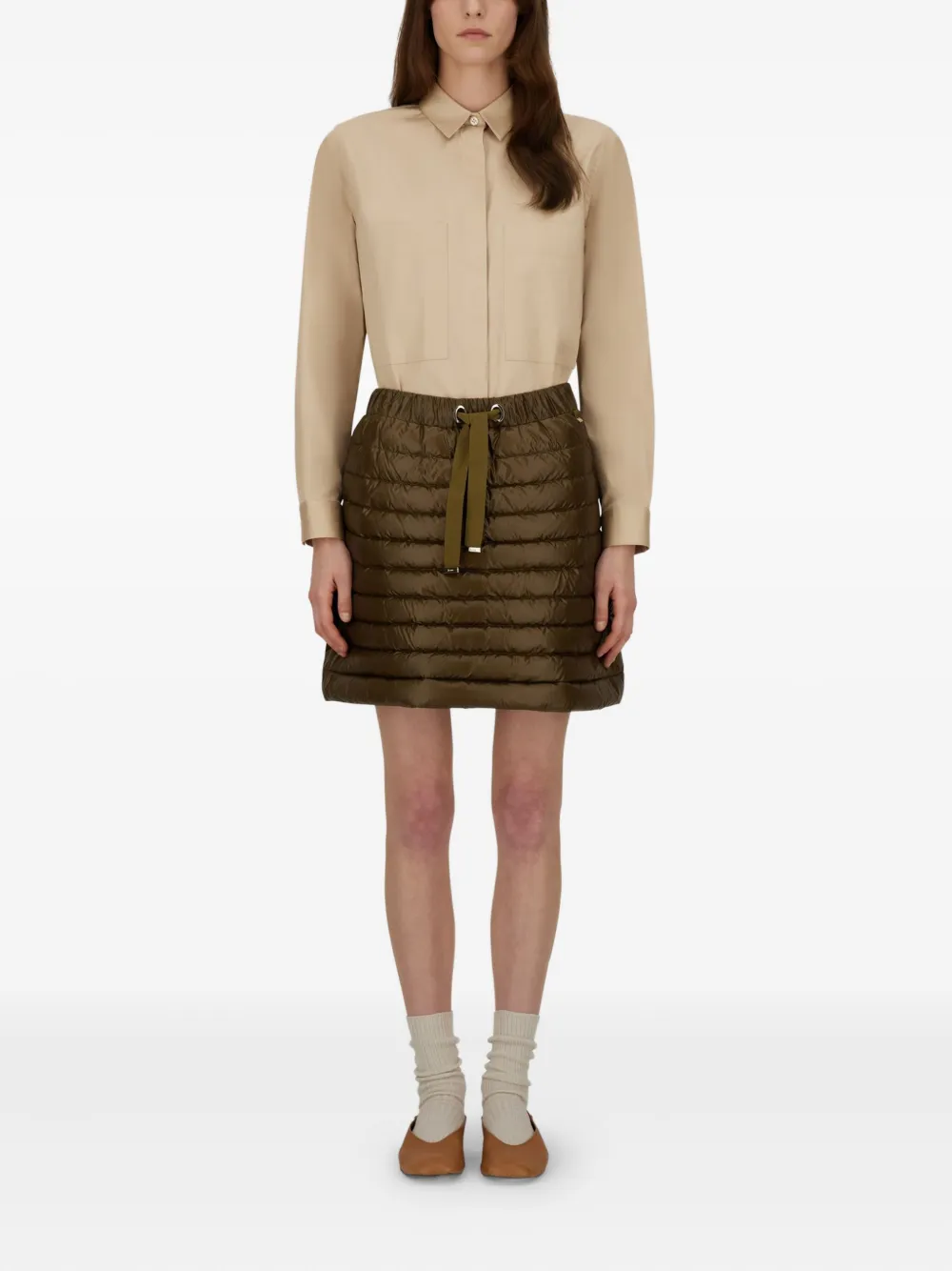  Herno Quilted Drawstring Mini Skirt - Green 