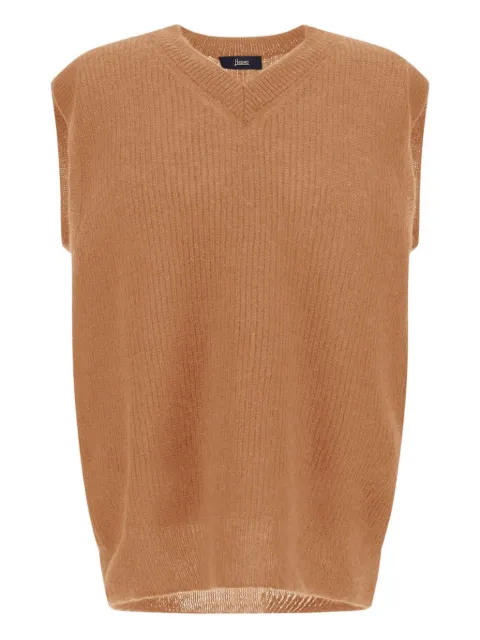 Herno فيست منسوج بحياكة مضلعة ورقبة V