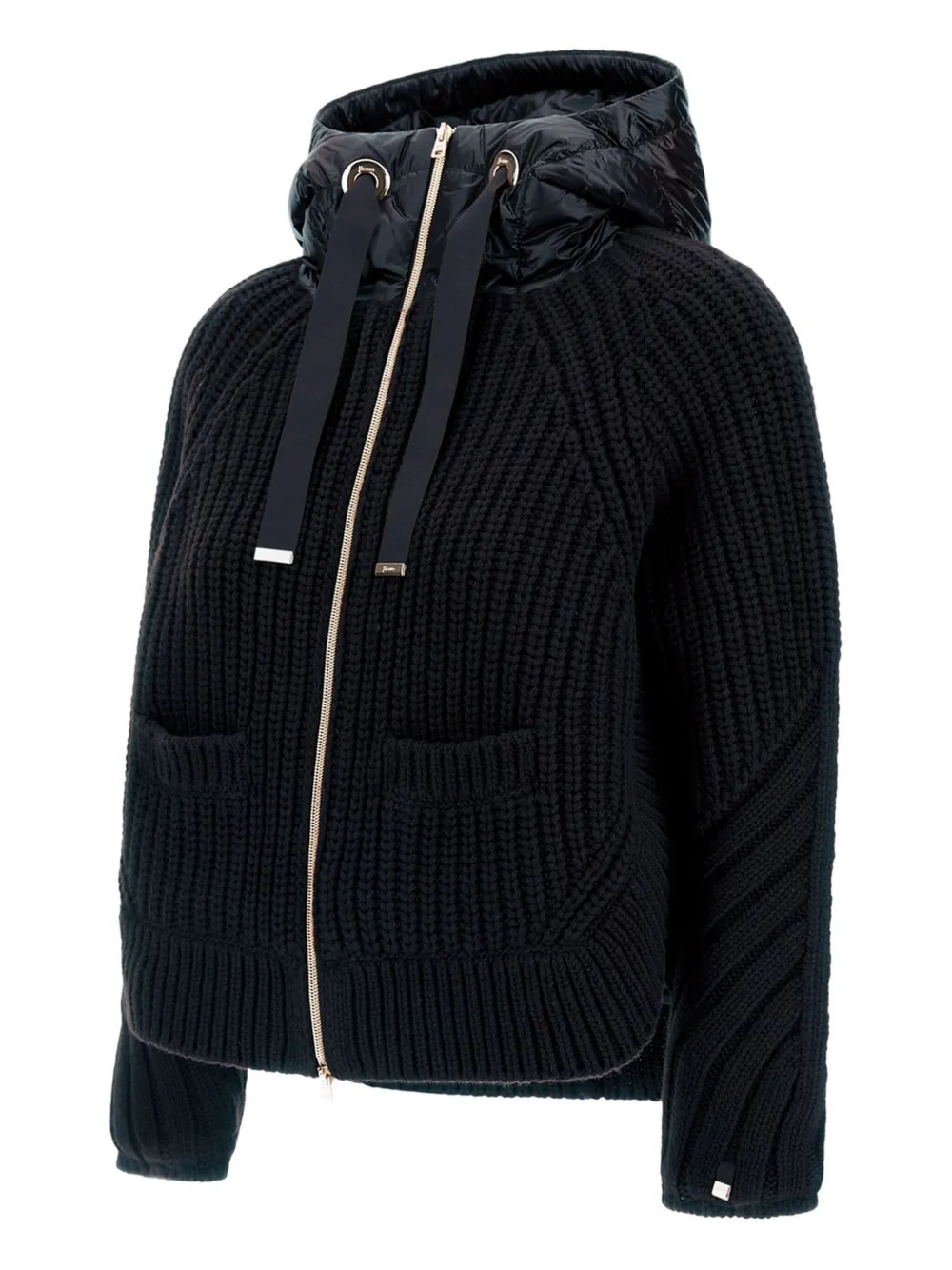 Herno Geribbeld vest met capuchon Zwart