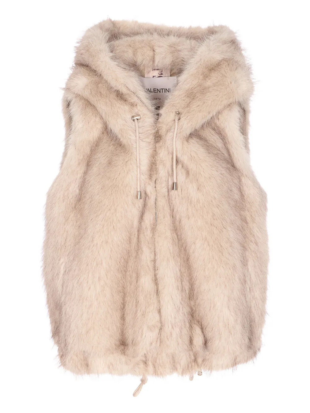 VALENTINI 1972 faux-fur hooded vest | Neutrals | Image 1
