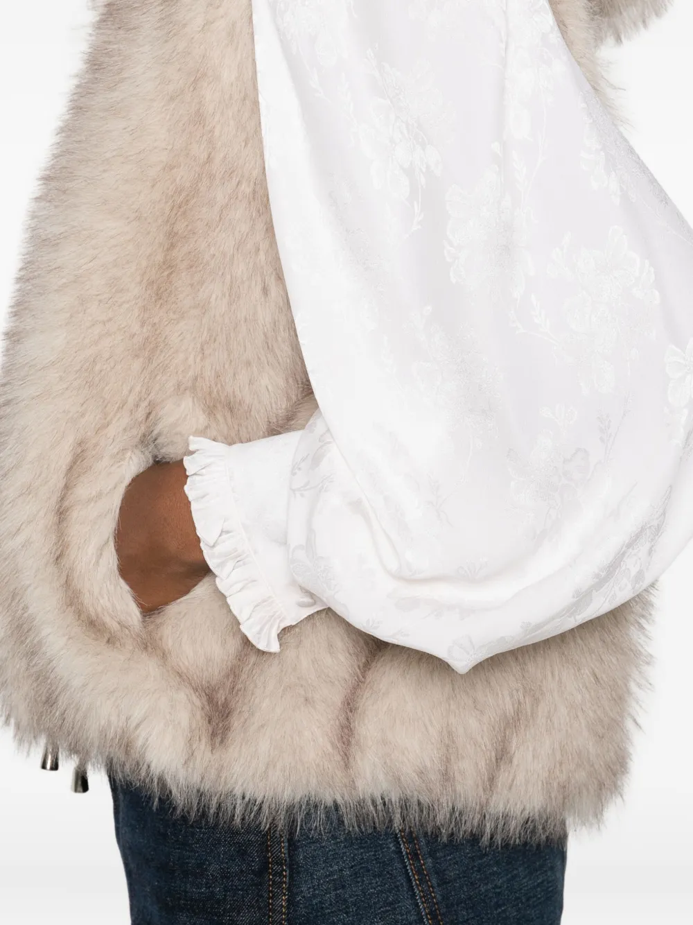 VALENTINI 1972 Jas met capuchon van imitatiebont Beige