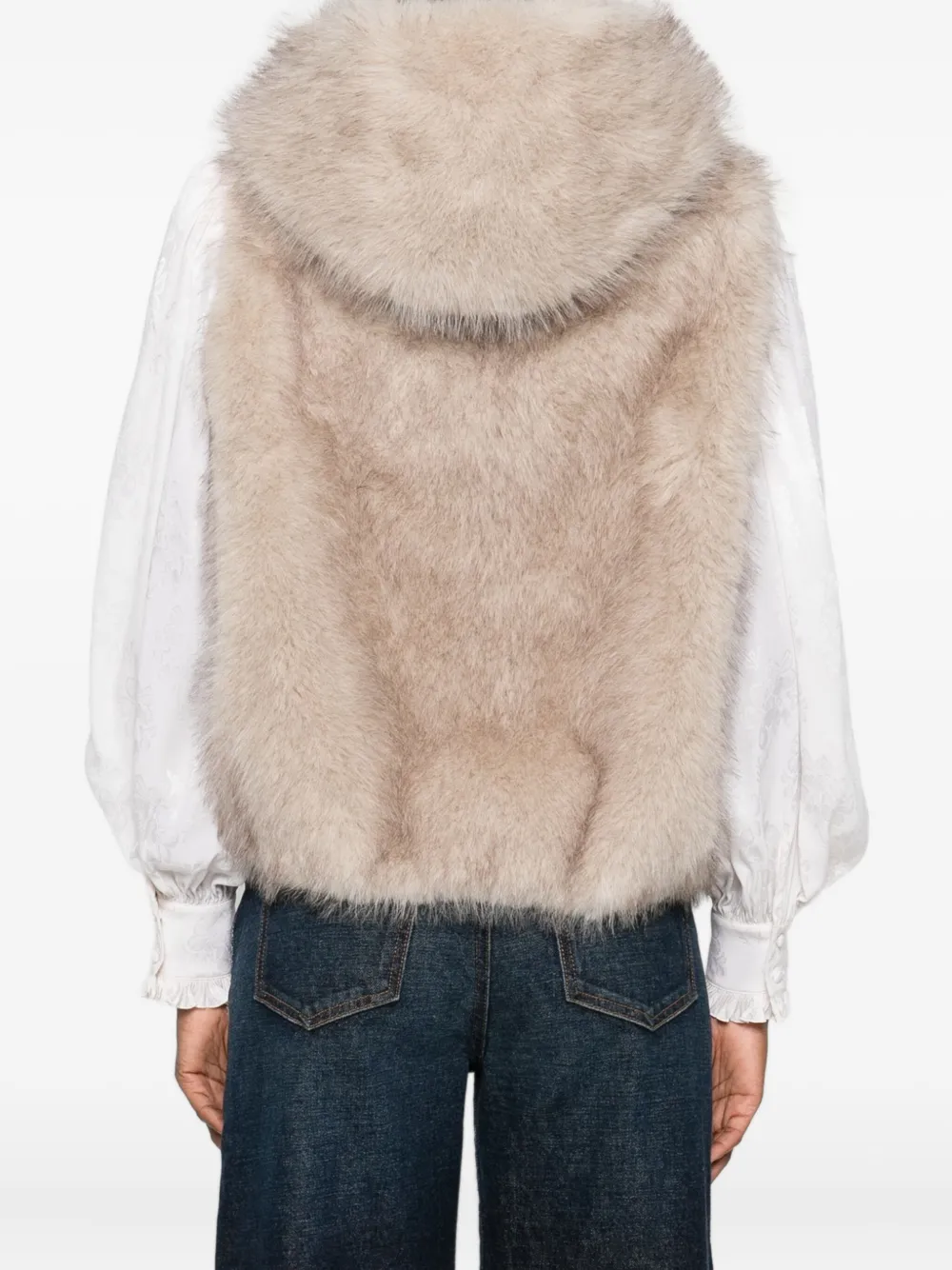 VALENTINI 1972 Jas met capuchon van imitatiebont Beige