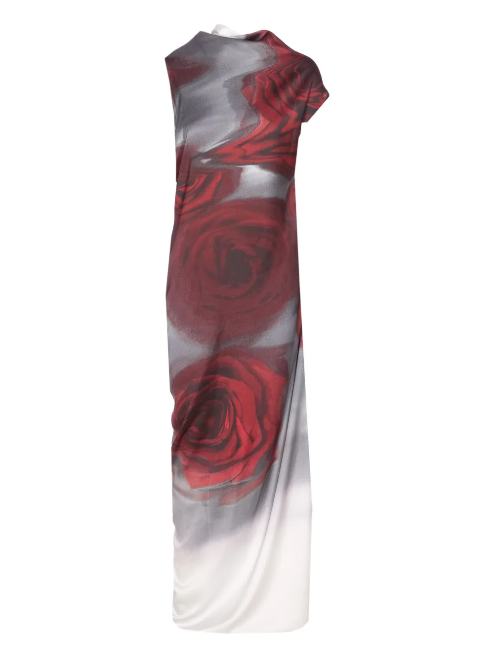 Jean Paul Gaultier Asymmetrical Maxi Dress Floral Print In Multi