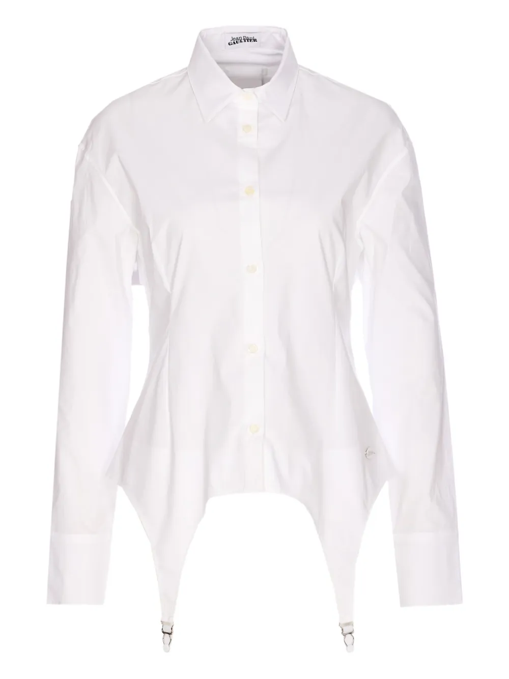 Jean Paul Gaultier Collared Long Sleeve Shirt With Unique Hem In White