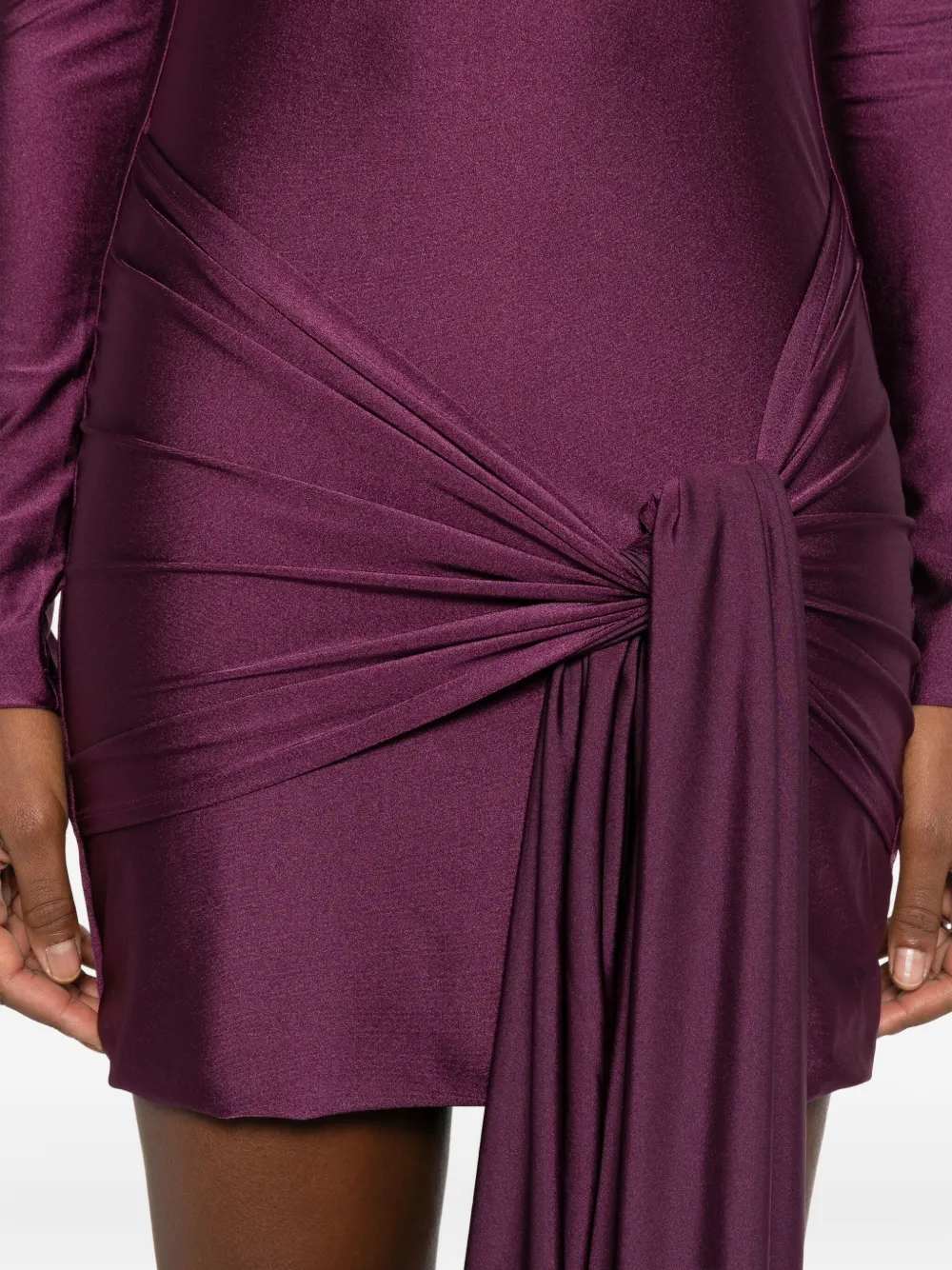 Danamè Mock-neck Draped Mini Dress In Purple