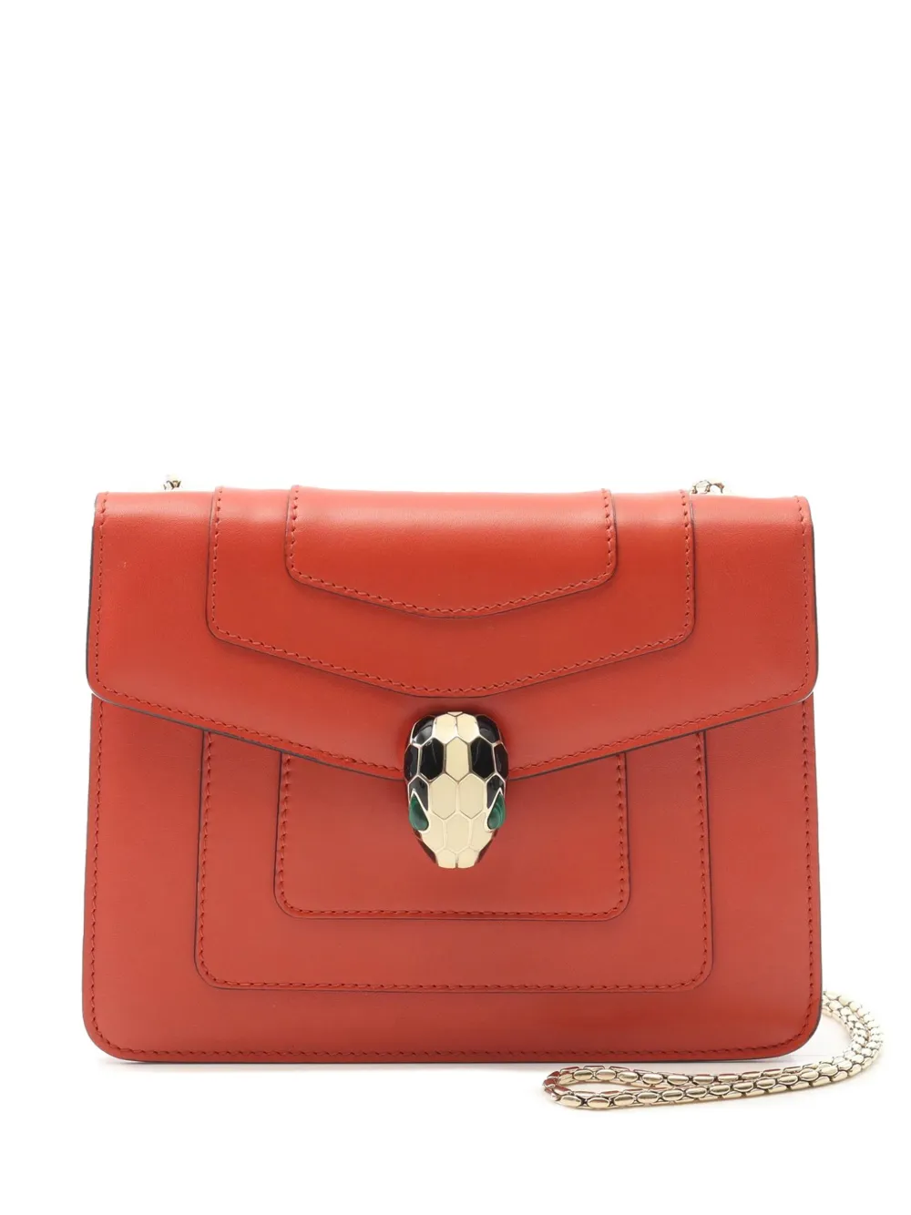 Bvlgari Pre-Owned 2012-2025 Small Leather Square Serpenti Forever Chain crossbody bag | Orange | Image 1