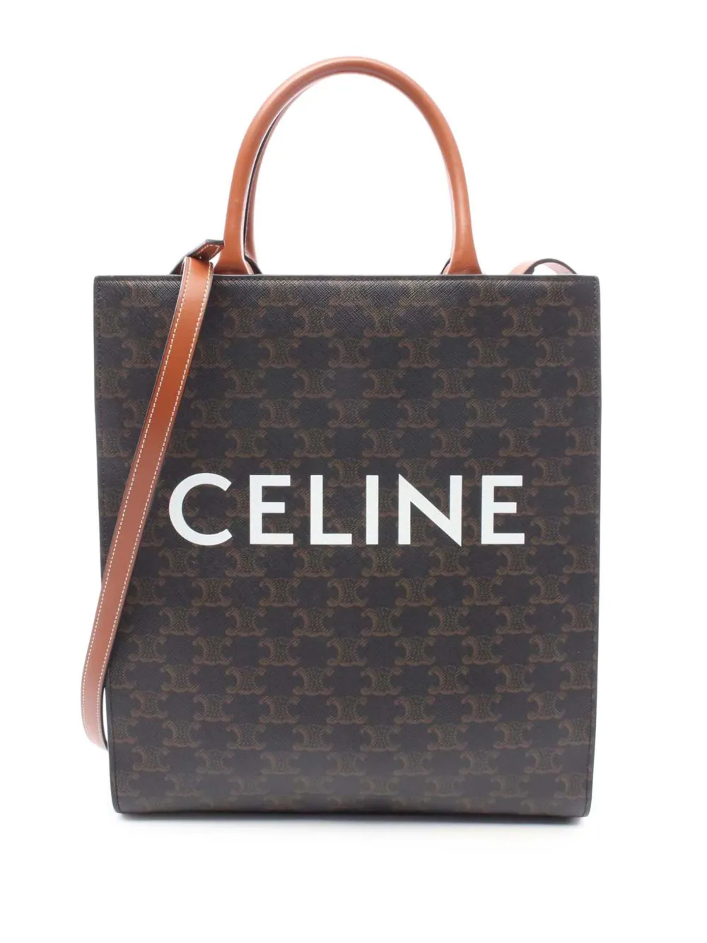 Celine Pre-Owned 2021 Small Triomphe Coated Canvas Vertical Cabas Tote Celine Pre-Owned 2021 Small Triomphe Coated Canvas Vertical Cabas Tote