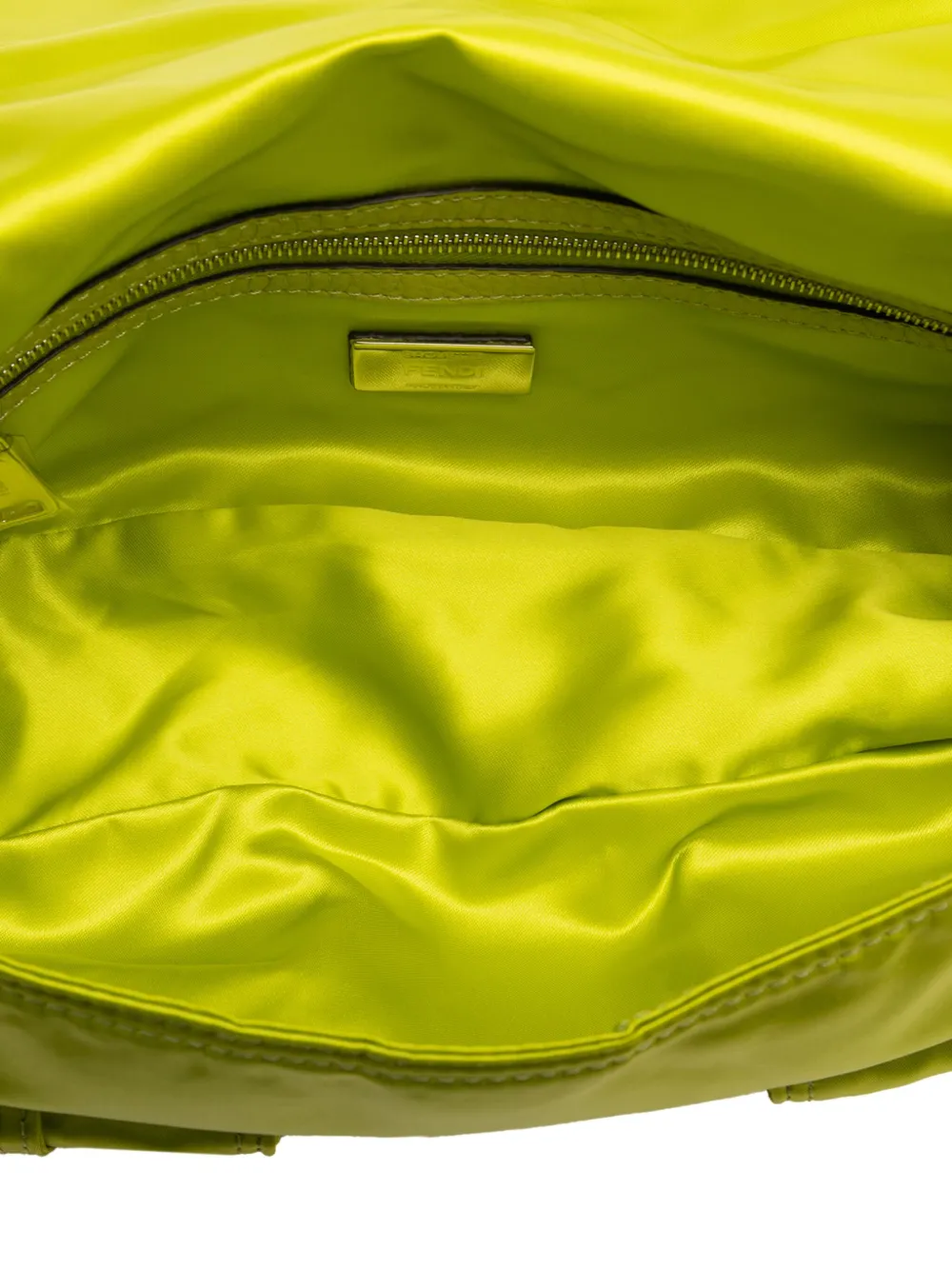 Pre-owned Fendi 2010-2025 Nylon Multipocket Convertible Baguette Satchel In Green
