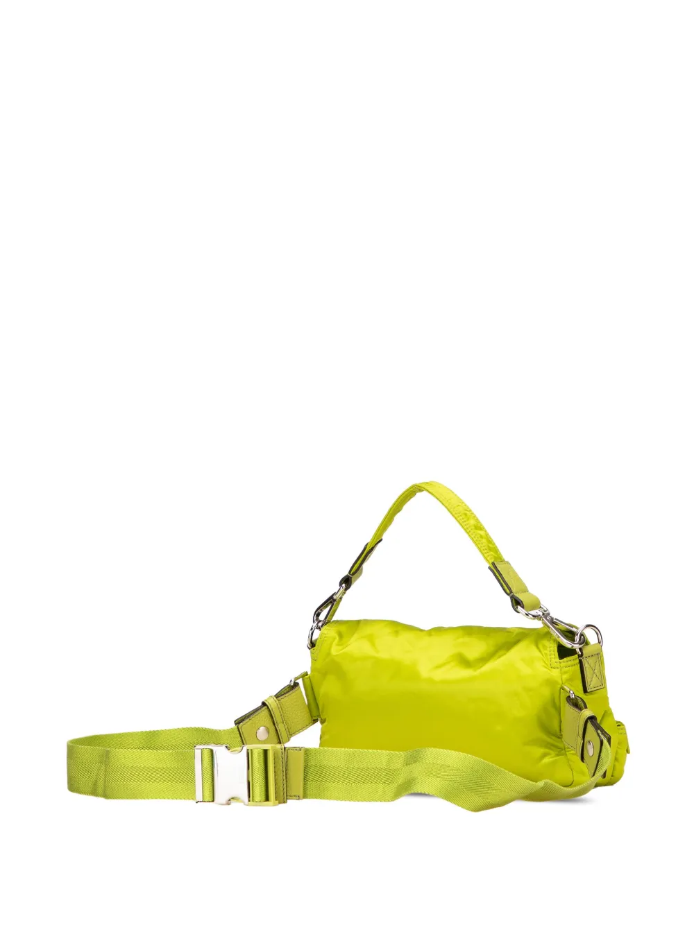 Pre-owned Fendi 2010-2025 Nylon Multipocket Convertible Baguette Satchel In Green