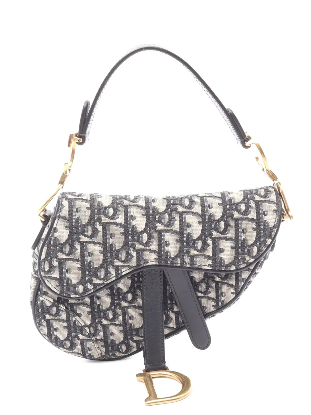 Christian Dior Pre-Owned 2018 ミニ オブリーク キャンバス サドルバッグ サッチェル - ブルー Christian Dior Pre-Owned 2018 ミニ オブリーク キャンバス サドルバッグ サッチェル - ブルー