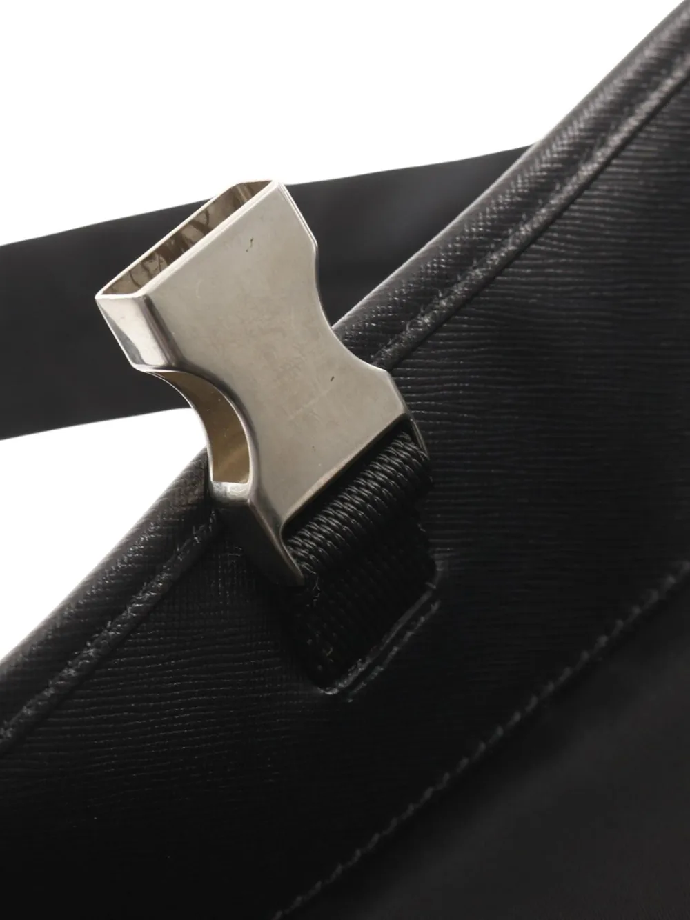 Pre-owned Prada 2000-2013 Tessuto Buckle Messenger Bag Crossbody Bag In Black