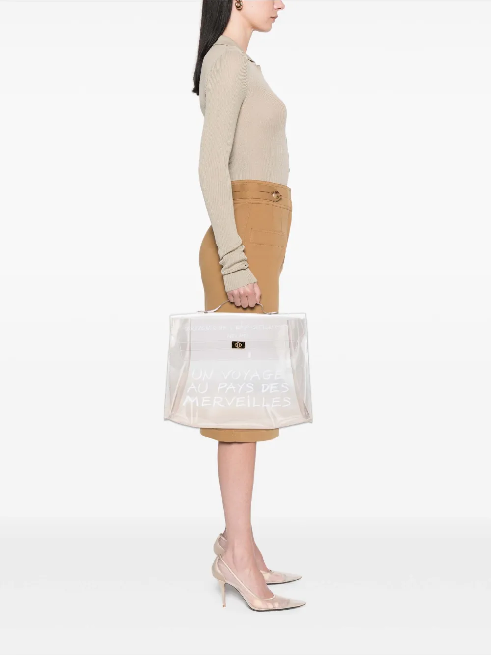 Pre-owned Hermes 1997 Vinyl Souvenir De L Exposition Kelly Handbag In White