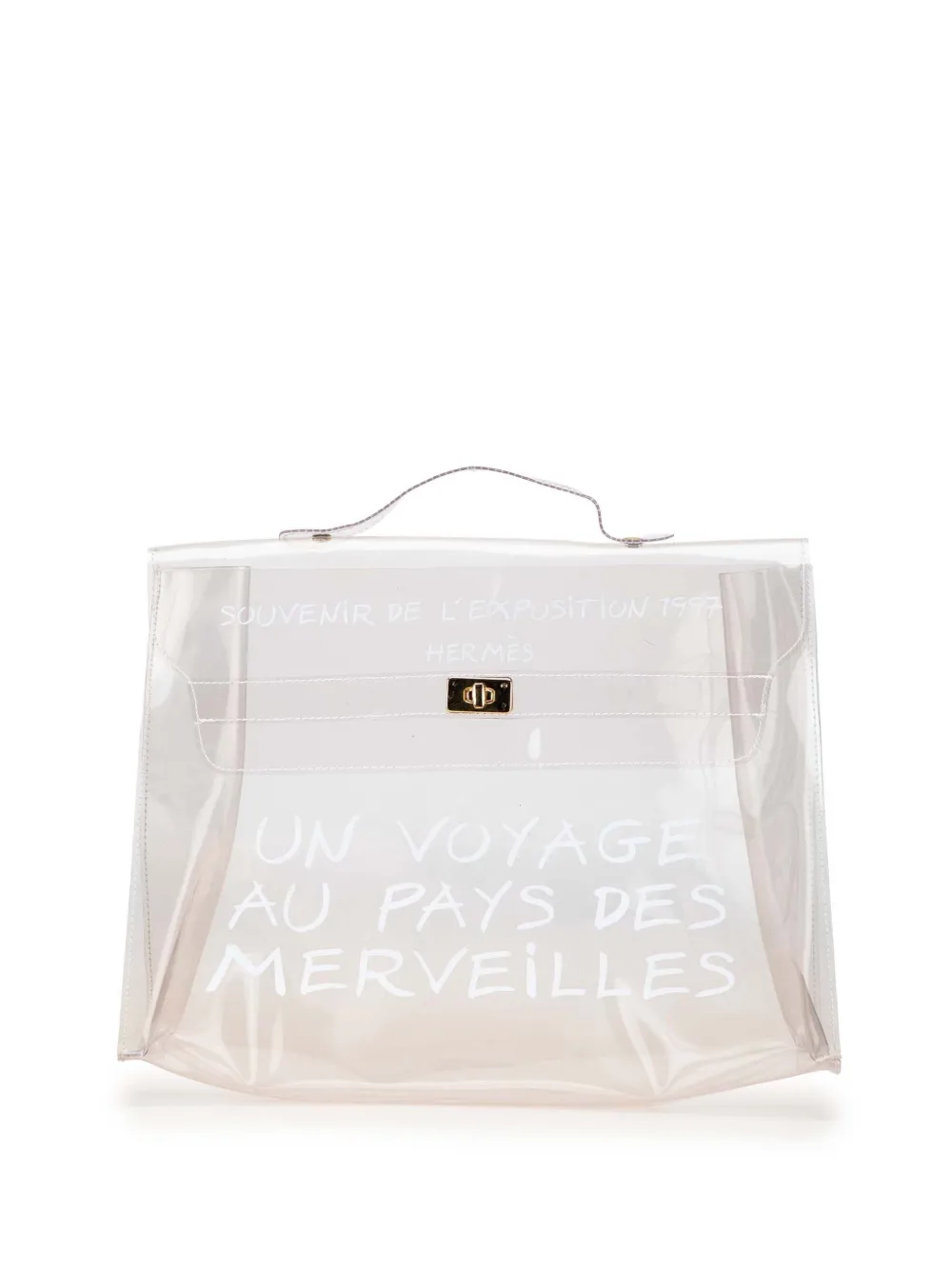 Pre-owned Hermes 1997 Vinyl Souvenir De L Exposition Kelly Handbag In White