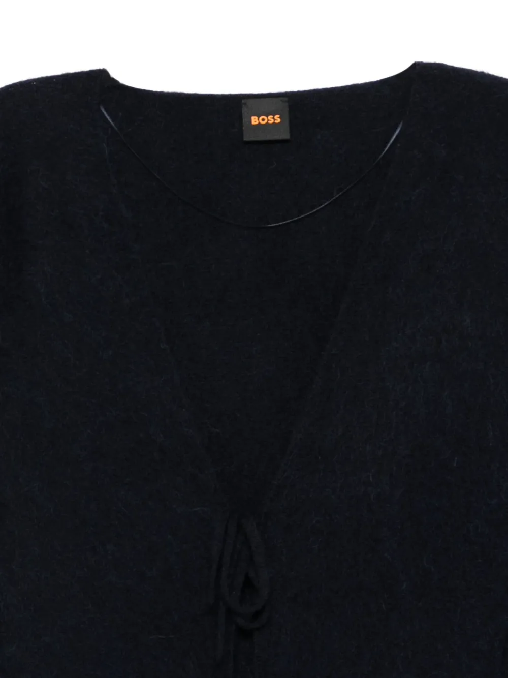 Hugo Boss Crew Neck Cardigan In Black