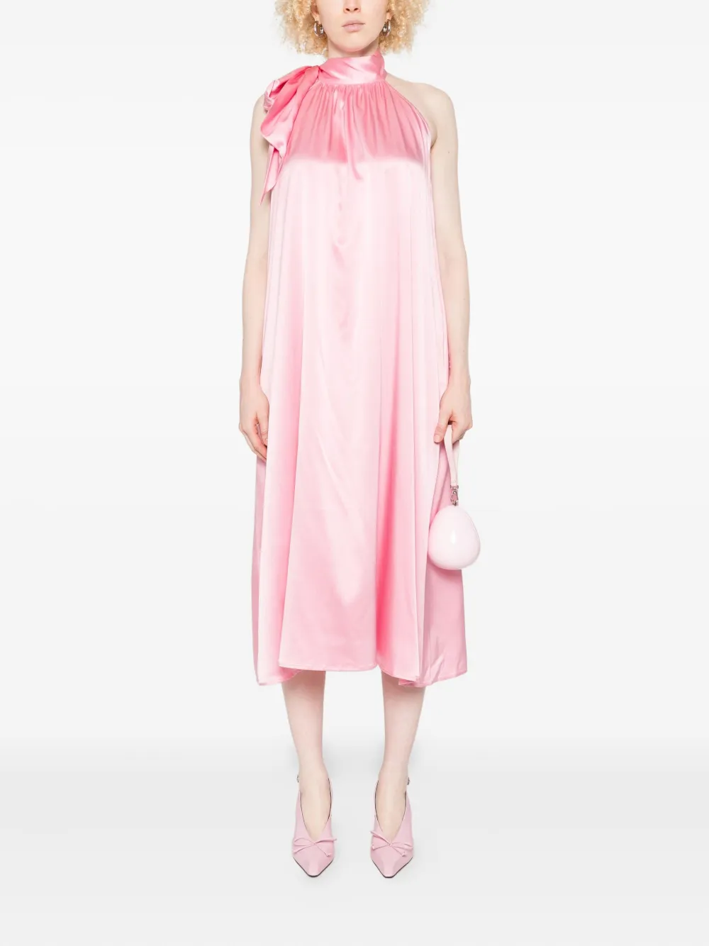 Danamé bow-detail draped dress - Roze