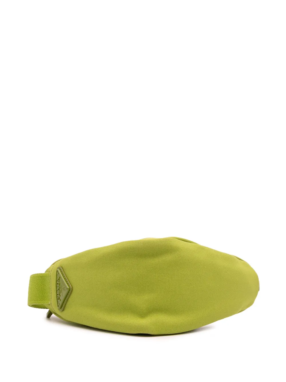 Pre-owned Prada 2021-2025 Canvas Canapa Triangle Logo Wristlet Clutch Bag In Green