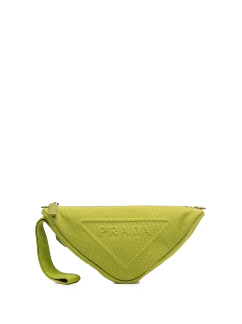Prada Pre-Owned 2021-2025 Canvas Canapa Triangle Logo Wristlet clutch bag