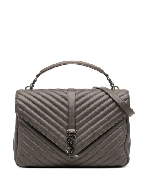 Saint Laurent Pre-Owned 2016 Large Chevron Sheepskin Monogram College Bag satchel