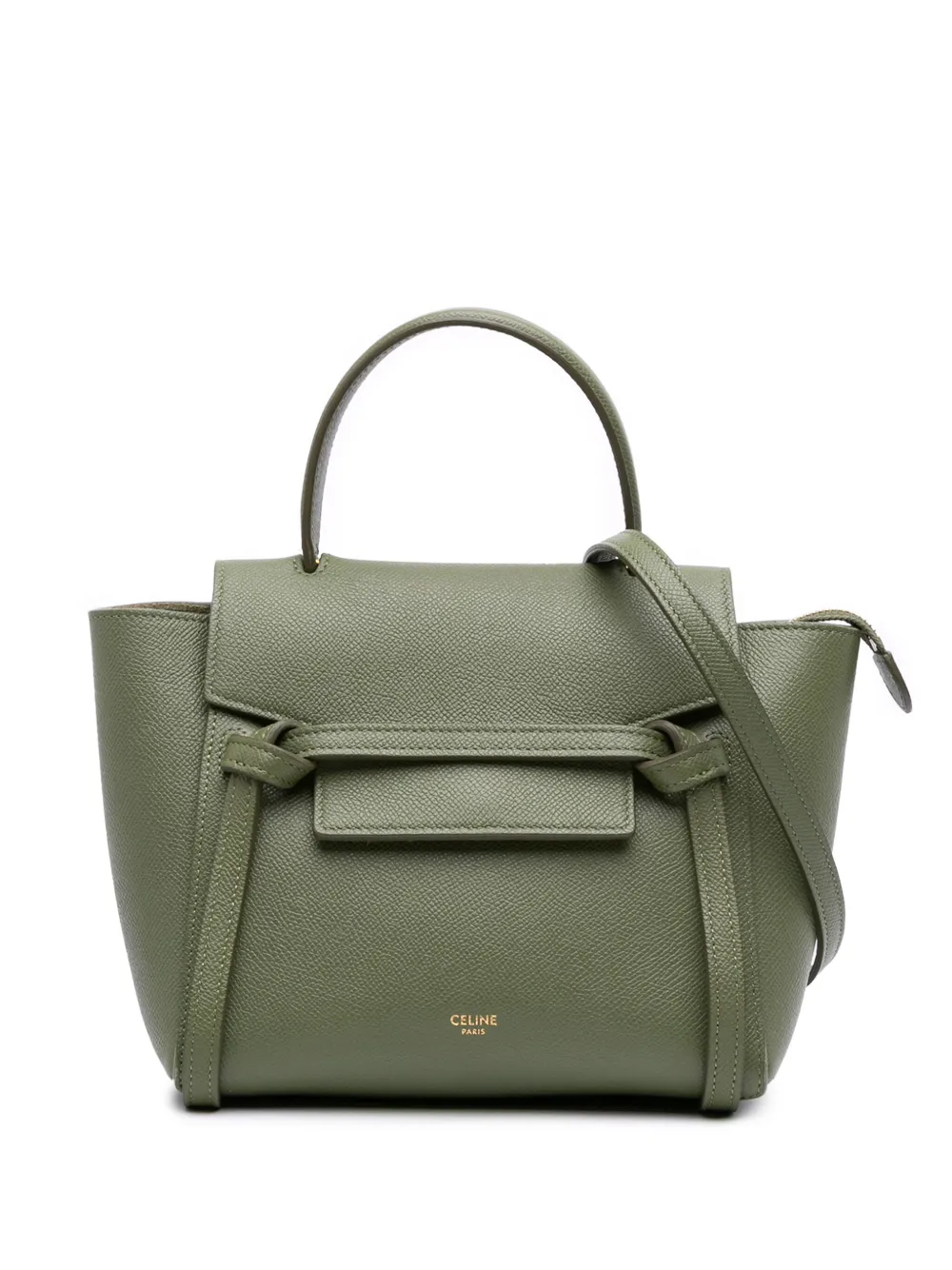 Celine Pre-Owned 2019 ナノ グレインカーフスキン ベルトバッグ サッチェル - グリーン Celine Pre-Owned 2019 ナノ グレインカーフスキン ベルトバッグ サッチェル - グリーン