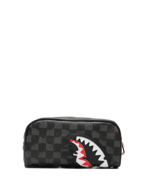 Sprayground shark-mouth checkered wash bag