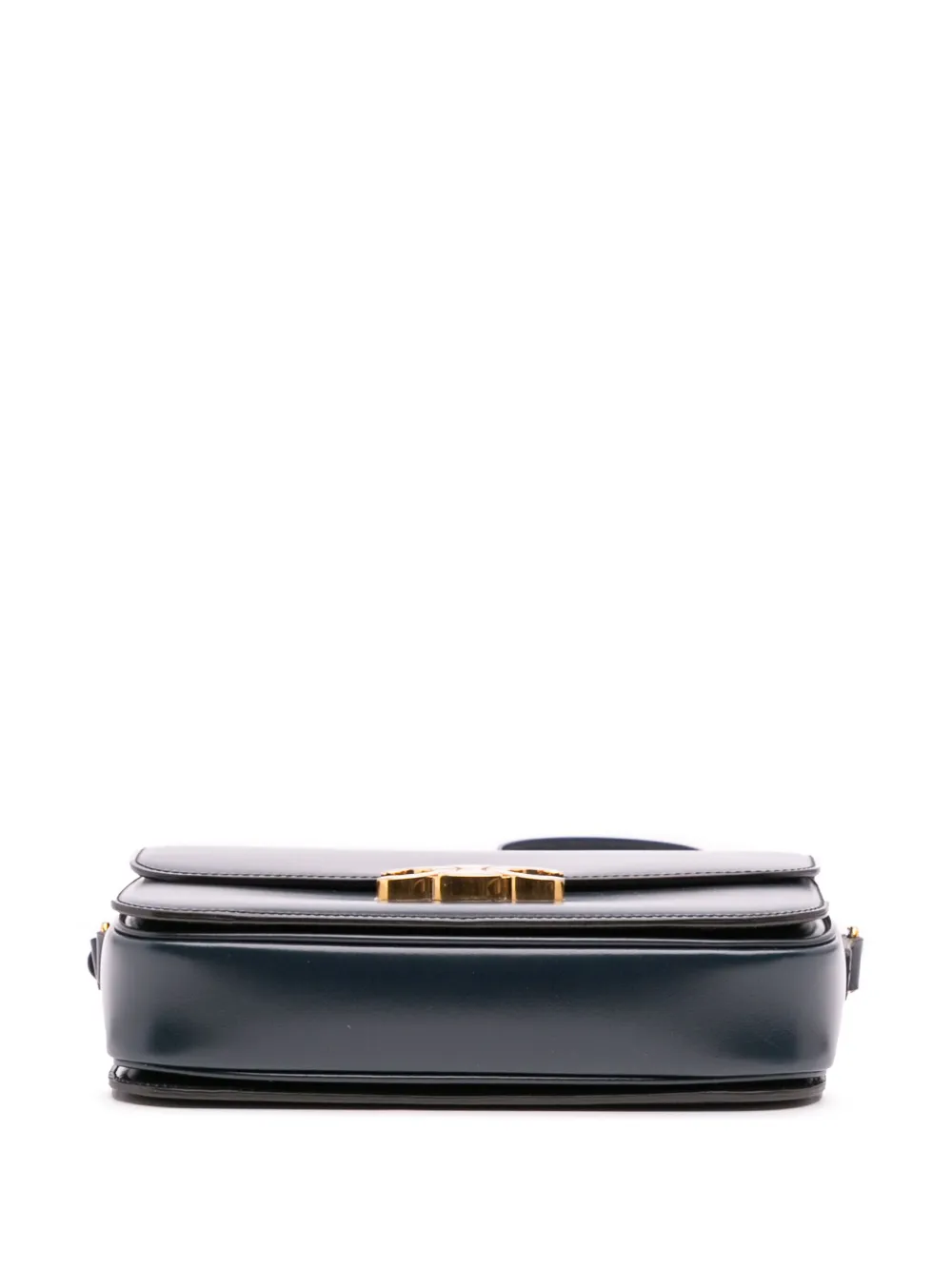 Pre-owned Celine 2020 Classique Shiny Calfskin Triomphe Crossbody Bag In Blue
