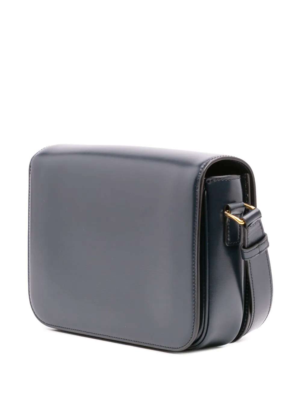 Pre-owned Celine 2020 Classique Shiny Calfskin Triomphe Crossbody Bag In Blue