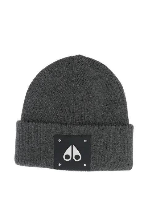 Moose Knuckles logo-plaque wool beanie