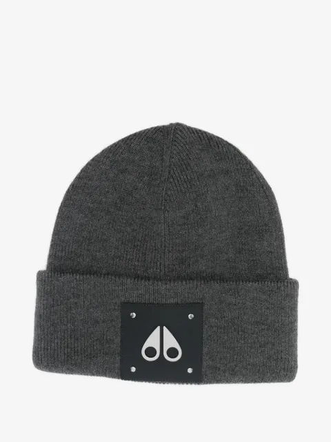 Moose Knuckles logo-plaque wool beanie