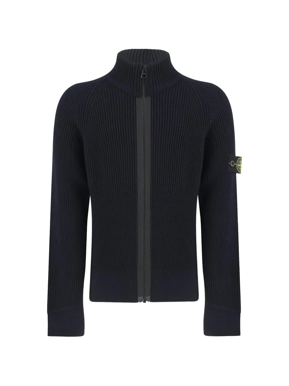 Stone Island Junior ribbed zip-up cardigan - Blu
