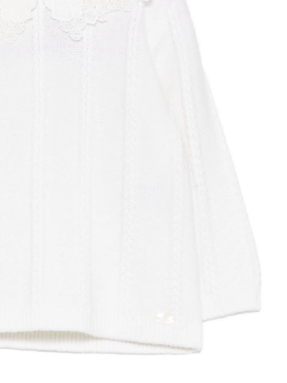 Tartine Et Chocolat Lace-collar Cable-knit Sweater In White