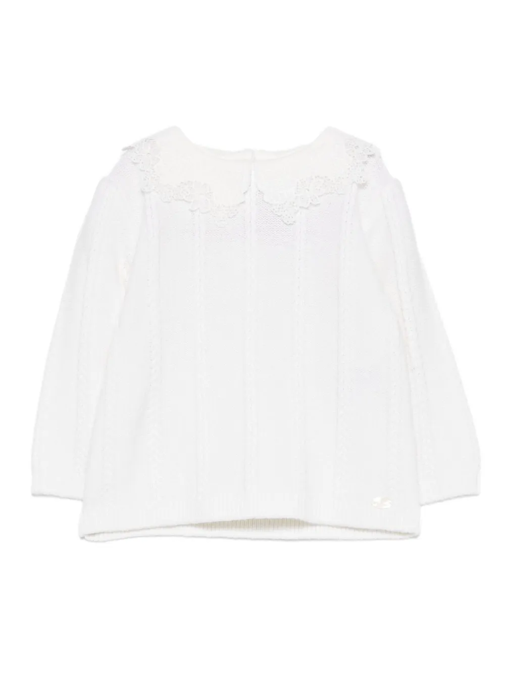 Tartine Et Chocolat Lace-collar Cable-knit Sweater In White