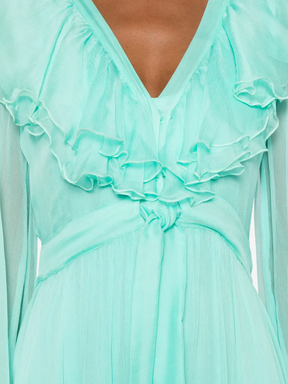 Miau By Clara Rotescu Ruffled Maxi Dress In Green