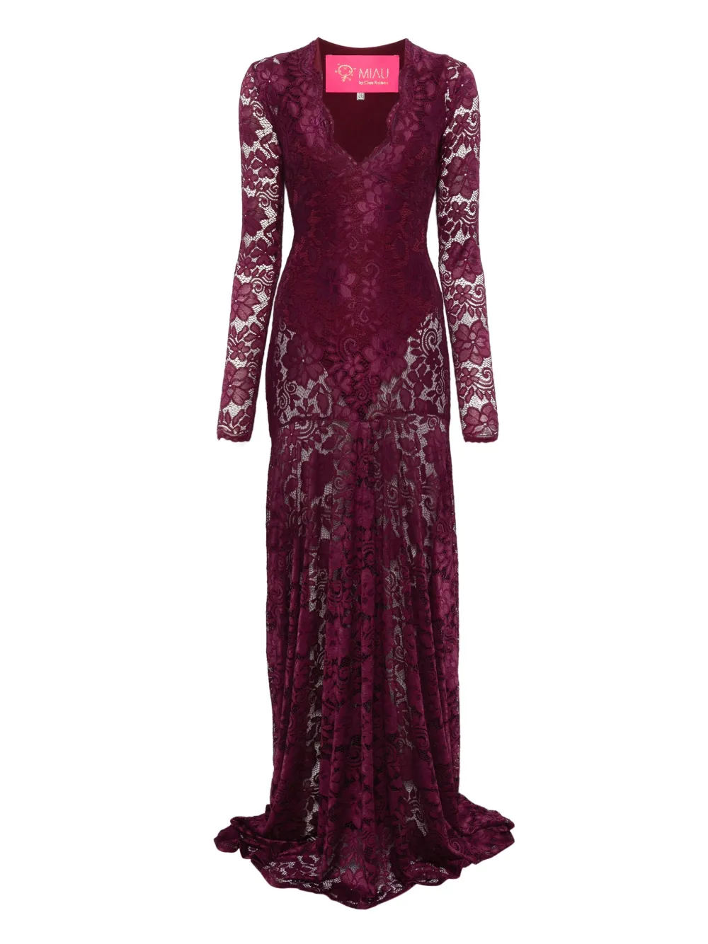 MIAU by Clara Rotescu Juniper lace long-sleeved dress - レッド MIAU by Clara Rotescu Juniper lace long-sleeved dress - レッド