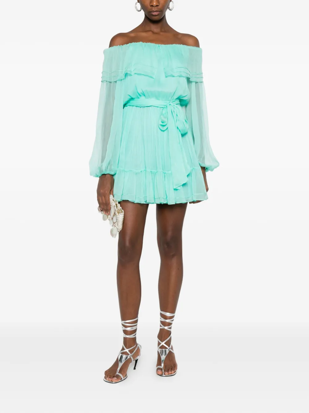 MIAU by Clara Rotescu ruffled off-shoulder mini dress - Blauw