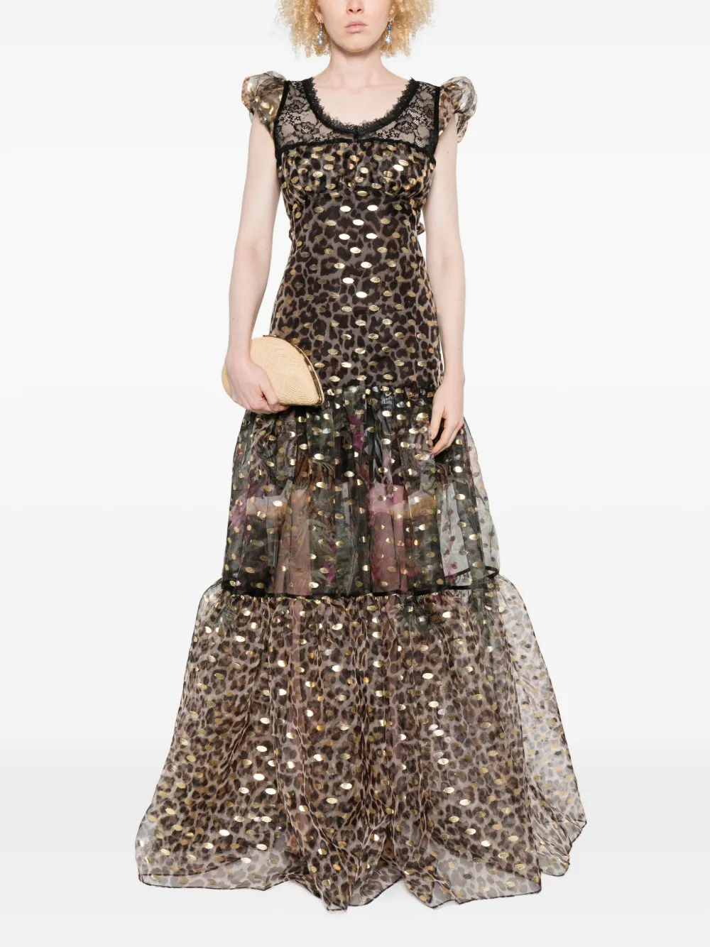 MIAU by Clara Rotescu animal-print panelled maxi dress - Zwart