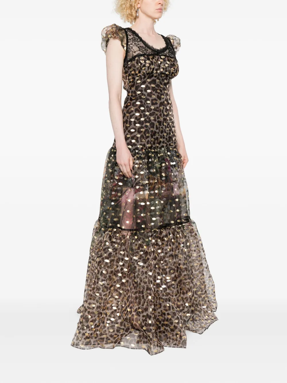 Miau By Clara Rotescu Animal-print Panelled Maxi Dress In Brown