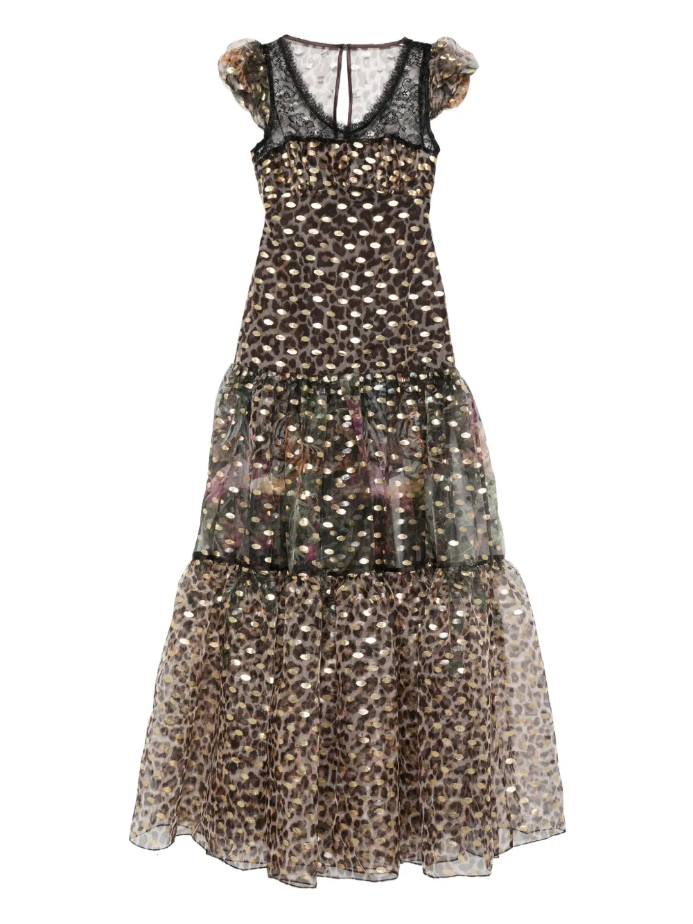 MIAU by Clara Rotescu animal-print panelled maxi dress - ブラック MIAU by Clara Rotescu animal-print panelled maxi dress - ブラック