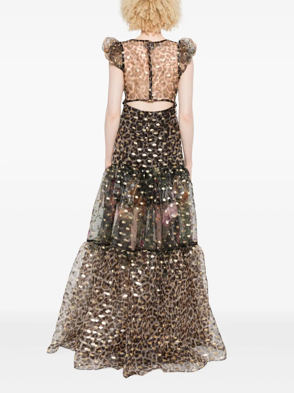 Miau By Clara Rotescu Animal-print Panelled Maxi Dress In Brown