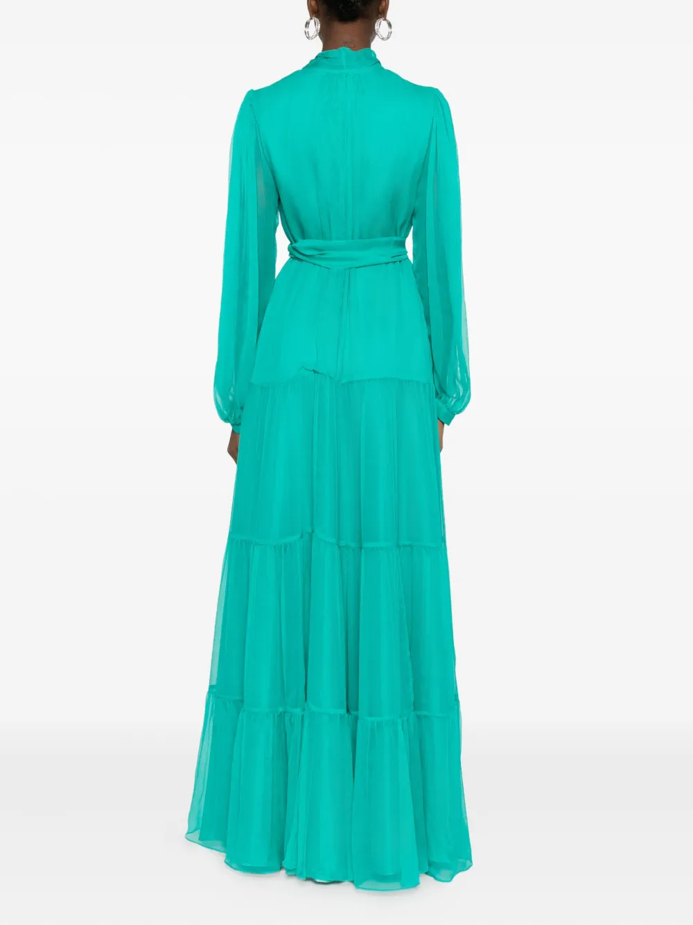 Miau By Clara Rotescu Tiered Panelled Maxi Dress In Green