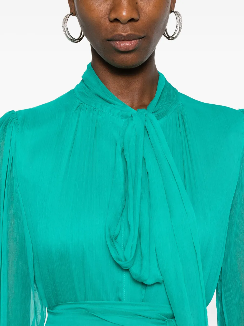 Miau By Clara Rotescu Tiered Panelled Maxi Dress In Green