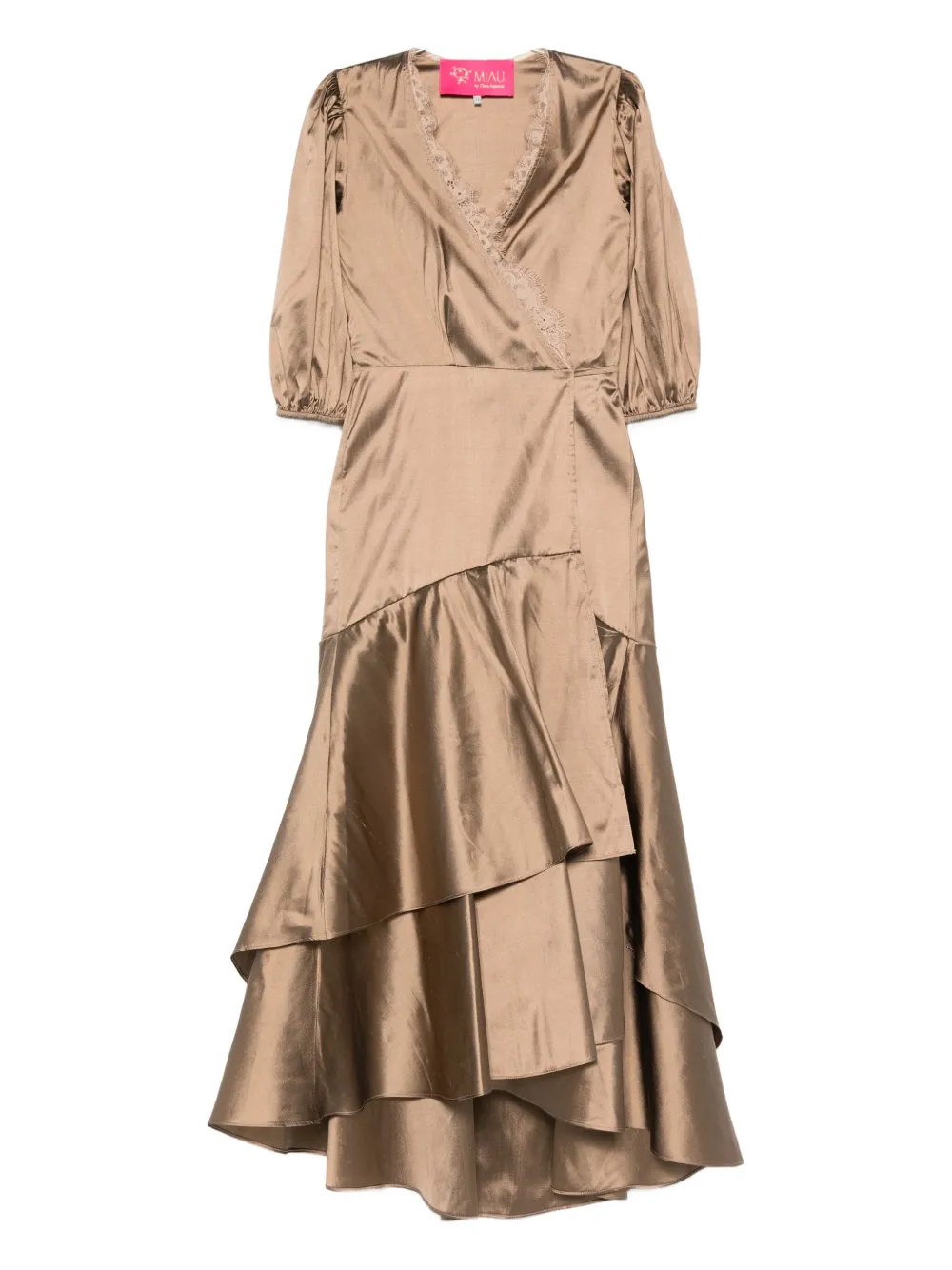 Miau By Clara Rotescu Amelia Lace-trimmed Ruffled Dress In Neutral