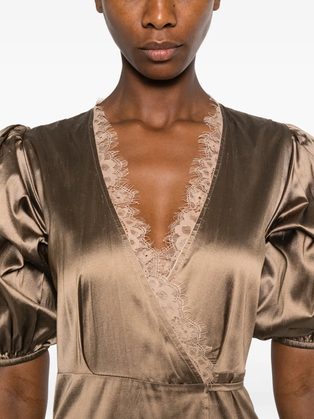 Miau By Clara Rotescu Amelia Lace-trimmed Ruffled Dress In Neutral