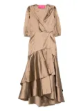 MIAU by Clara Rotescu Amelia lace-trimmed ruffled dress - Brown