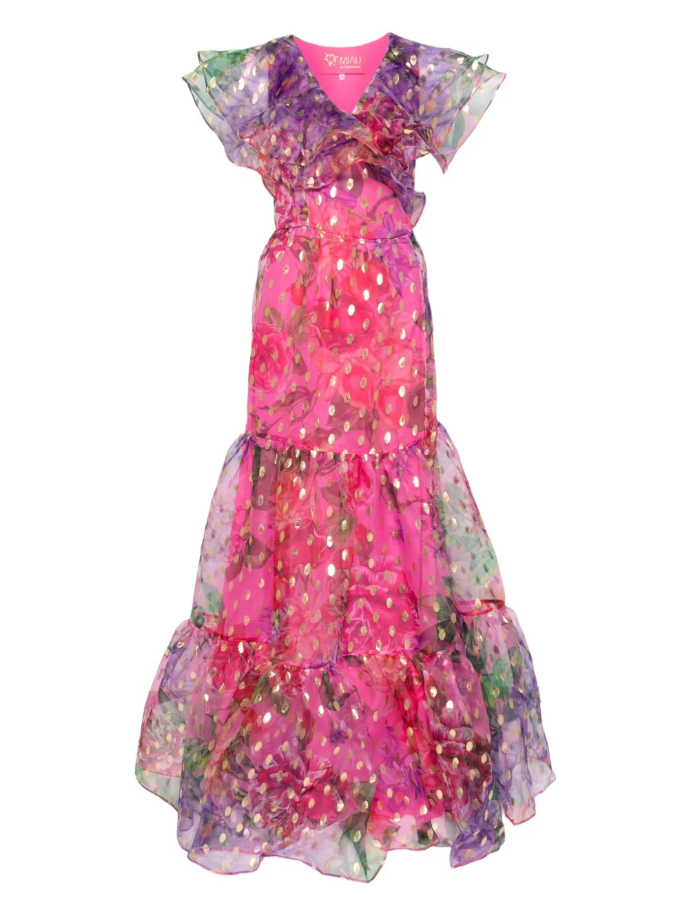MIAU by Clara Rotescu floral-print ruffled maxi dress | Pink | Image 1