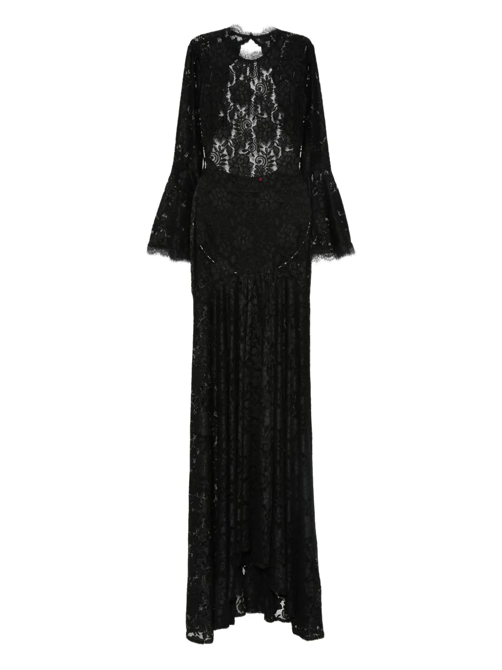 MIAU by Clara Rotescu lace-panelled bell-sleeve dress - ブラック MIAU by Clara Rotescu lace-panelled bell-sleeve dress - ブラック